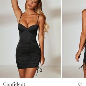 Oh Polly Black Ruched Bodycon Mini Dress